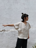 patchwork 〰️ linen shirt *shapes edition*•camisa