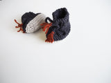 knitted booties with cord