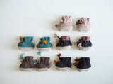 knitted booties with cord