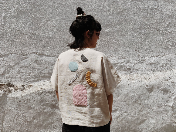 patchwork 〰️ linen shirt *shapes edition*•camisa