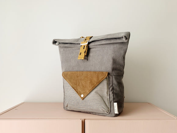 large corduroy backpack - grey